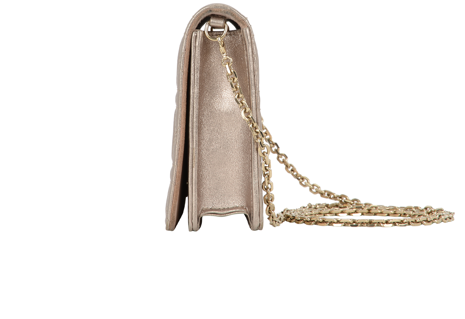 Lady Dior Cannage Pouch, &pound;695, Handbags, Gold, Leather, Bottom view